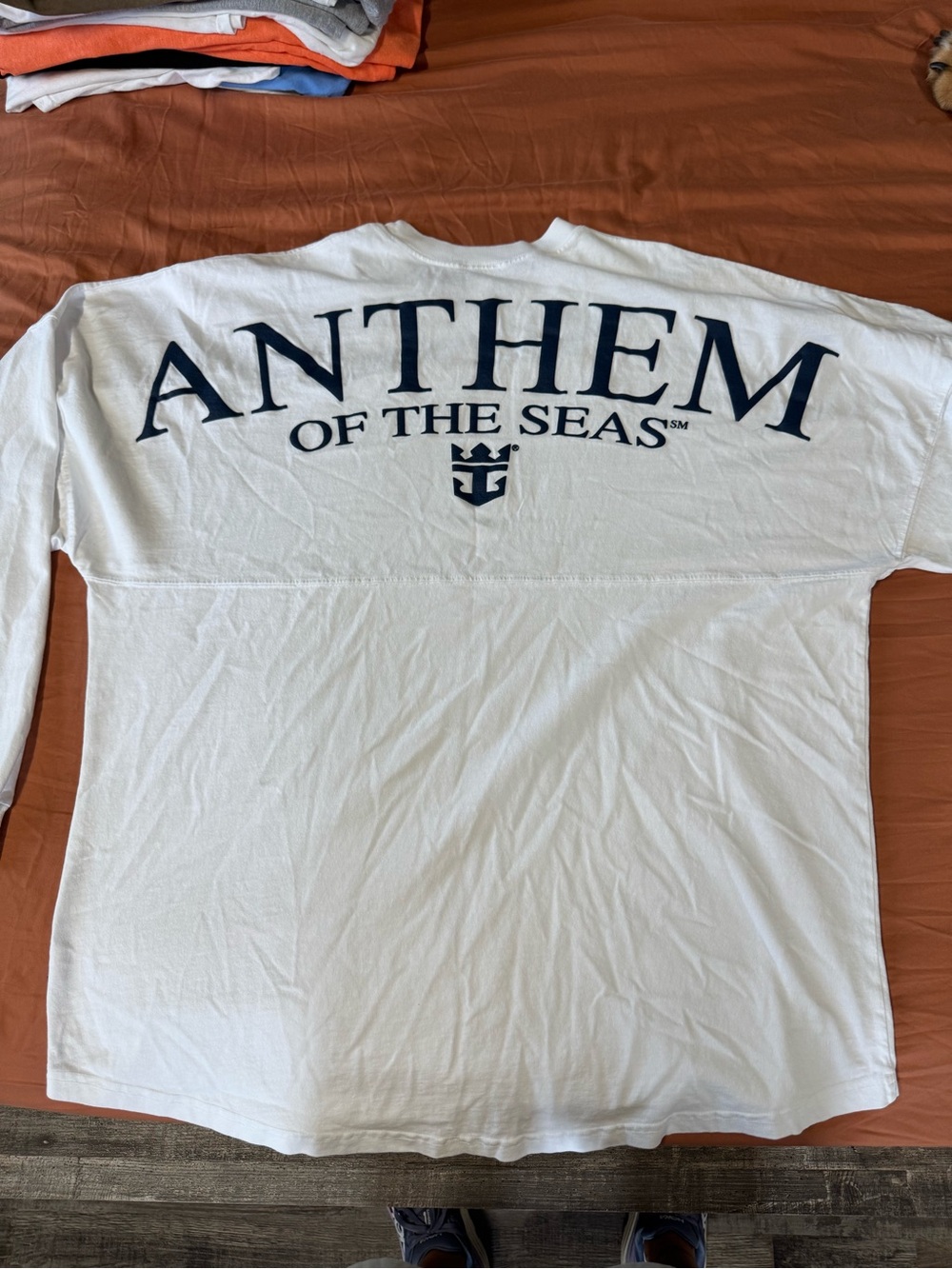 Spirit Jersey Royal Anthem of the Seas White Long-Sleeve Tee with Navy Print